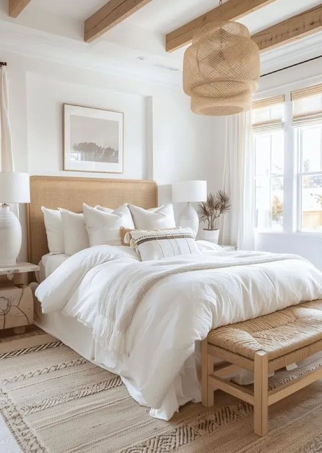 To enhance the coastal vibe, add in natural elements such as rattan, jute and wood.
